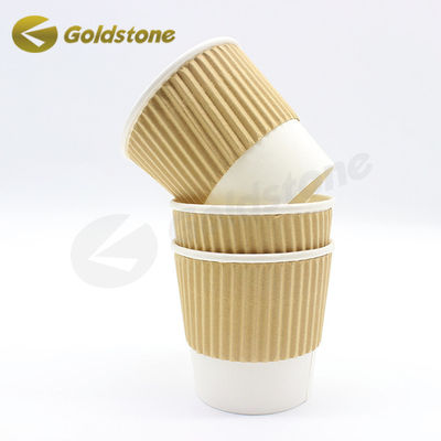 Custom Logo Ripple Wall Paper Cup Resistant Kebocoran Ripple Terisolasi Untuk Kopi Dan Teh