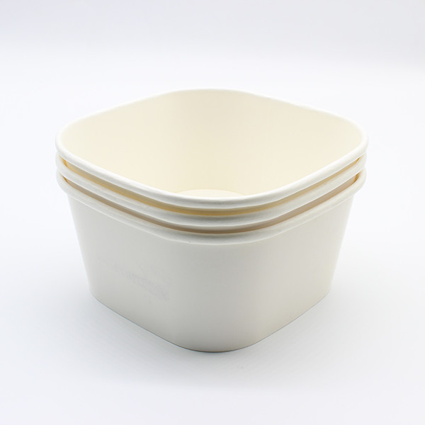FDA Square Eco Friendly Takeaway Food Container Personalisasi Food Packaging Square Paper Bowl 3