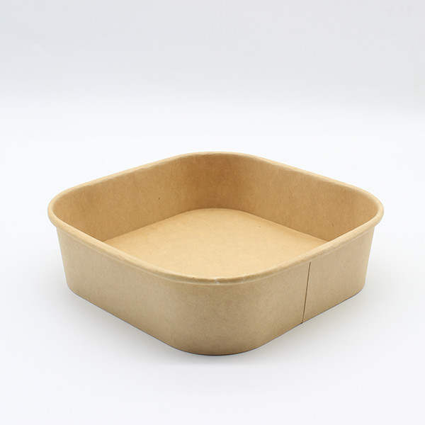 White Square Bottom Paper Bowl Untuk Restoran Kafe Truck Makanan 0