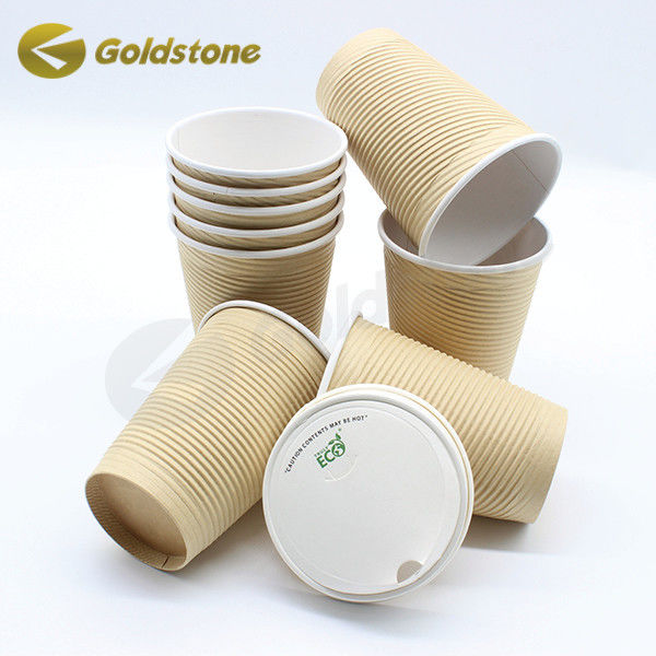 Embrassed Ripple Wall Paper Cup Compostable Paper Cup Custom Logo Untuk Pengemasan Makanan 1